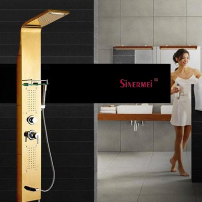 China Factory Rainfall Waterfall Shower Panel Gold Bathroom Shower Panel