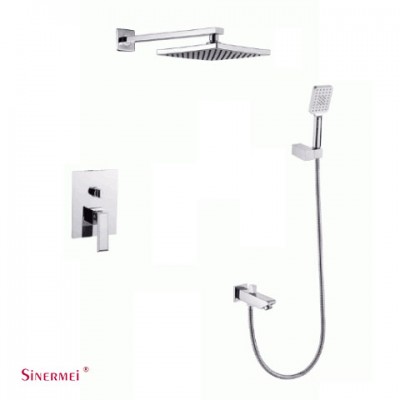 Contemporary Style Bath Shower Faucet Wall Mounted Bath Mixer Shower Set