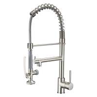 High Quality Three Way Spring Pull Down Brushed Nickel Sprayer Kitchen Taps Sink Faucets Kitchen Faucet